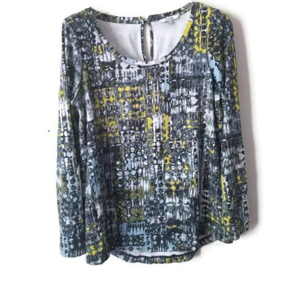 SANDWICH | top long sleeves tee blue yellow abstract size S - Picture 1 of 6